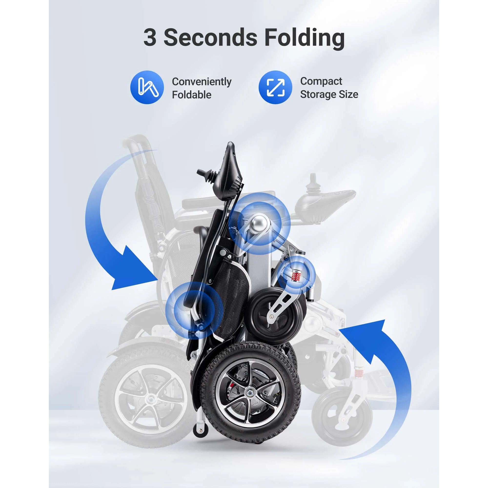 Morrean Electric Wheelchair Power Foldable Motorized Wheelchairs Mobility Scooter for Adults Senior,300 lbs,Black Silver