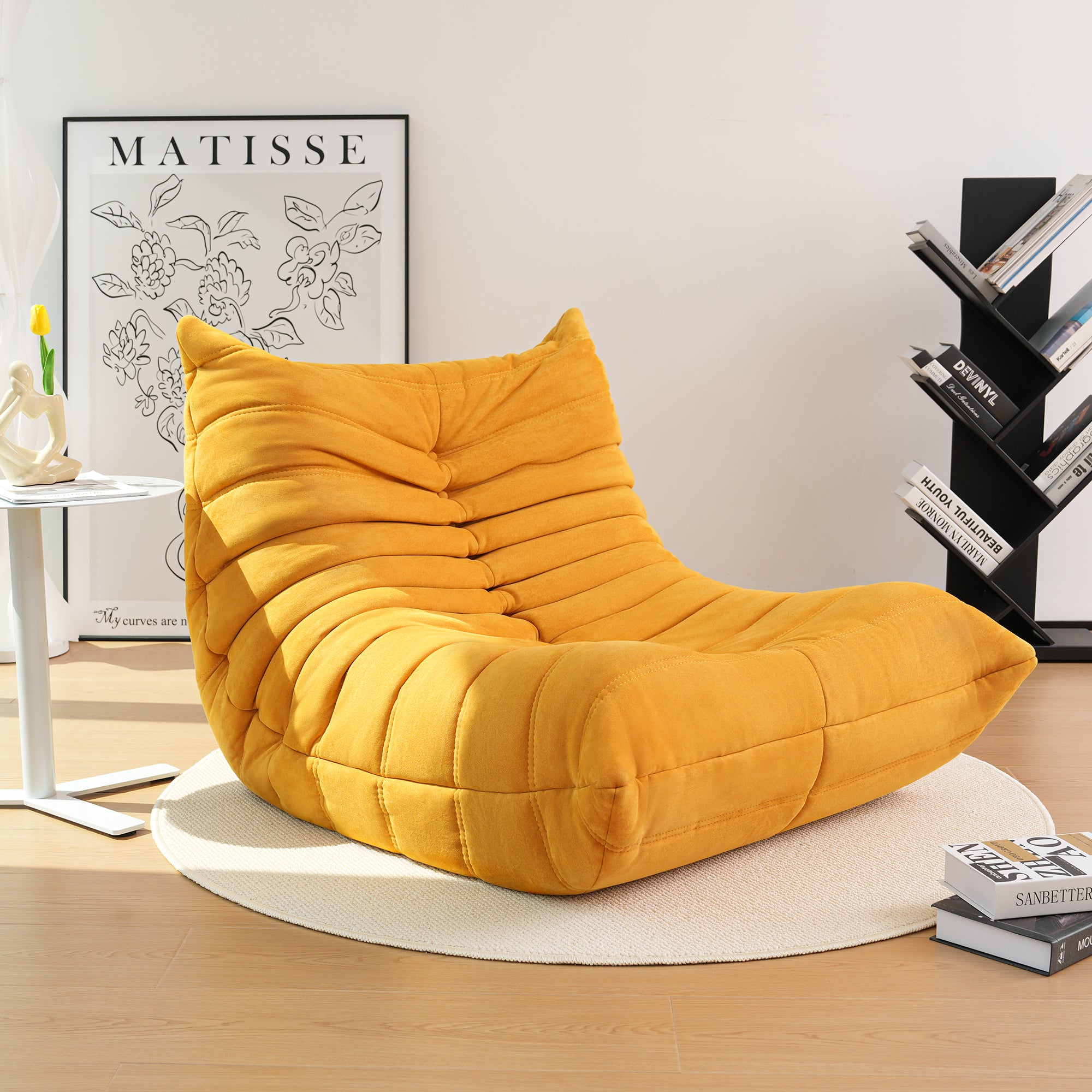 Cottinch Giant Bean Bag Chair Lazy Floor Sofa for Adults, Teens, Memory Foam Sofa Fireside Togo Chair Suede Lounger Couch for Living Room, Bedroom