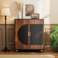 Modular Fluted Buffet Cabinet with Storage, 29" Mid Century Modern Accent Sideboard with Adjustable Shelves, Small Credenza Storage Cabinet Console Table for Dining Room Kitchen Living Room, Single