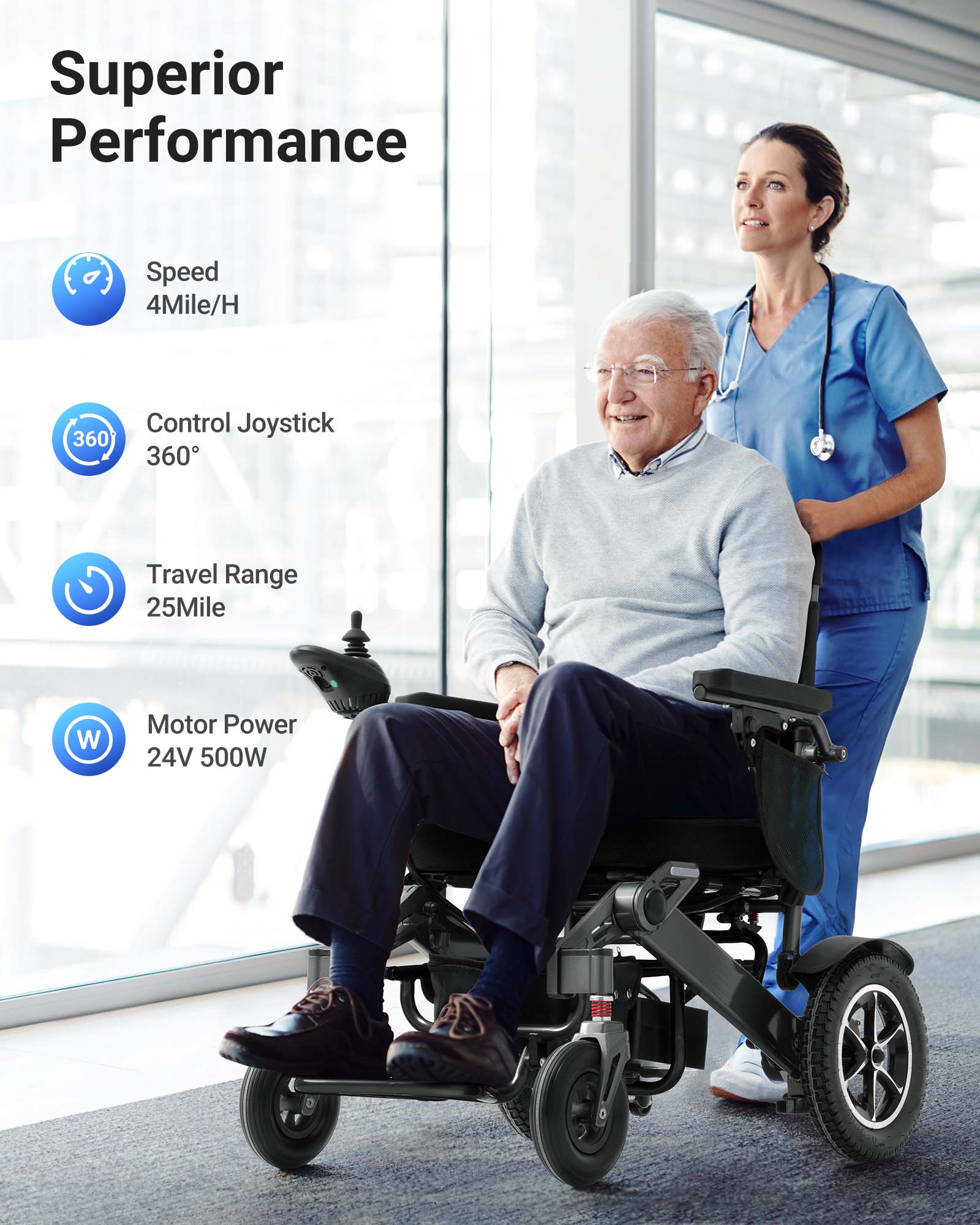 Wefree 20 Miles Electric Wheelchair for Adults Seniors,Foldable Motorized Wheelchair ,300lbs Limit