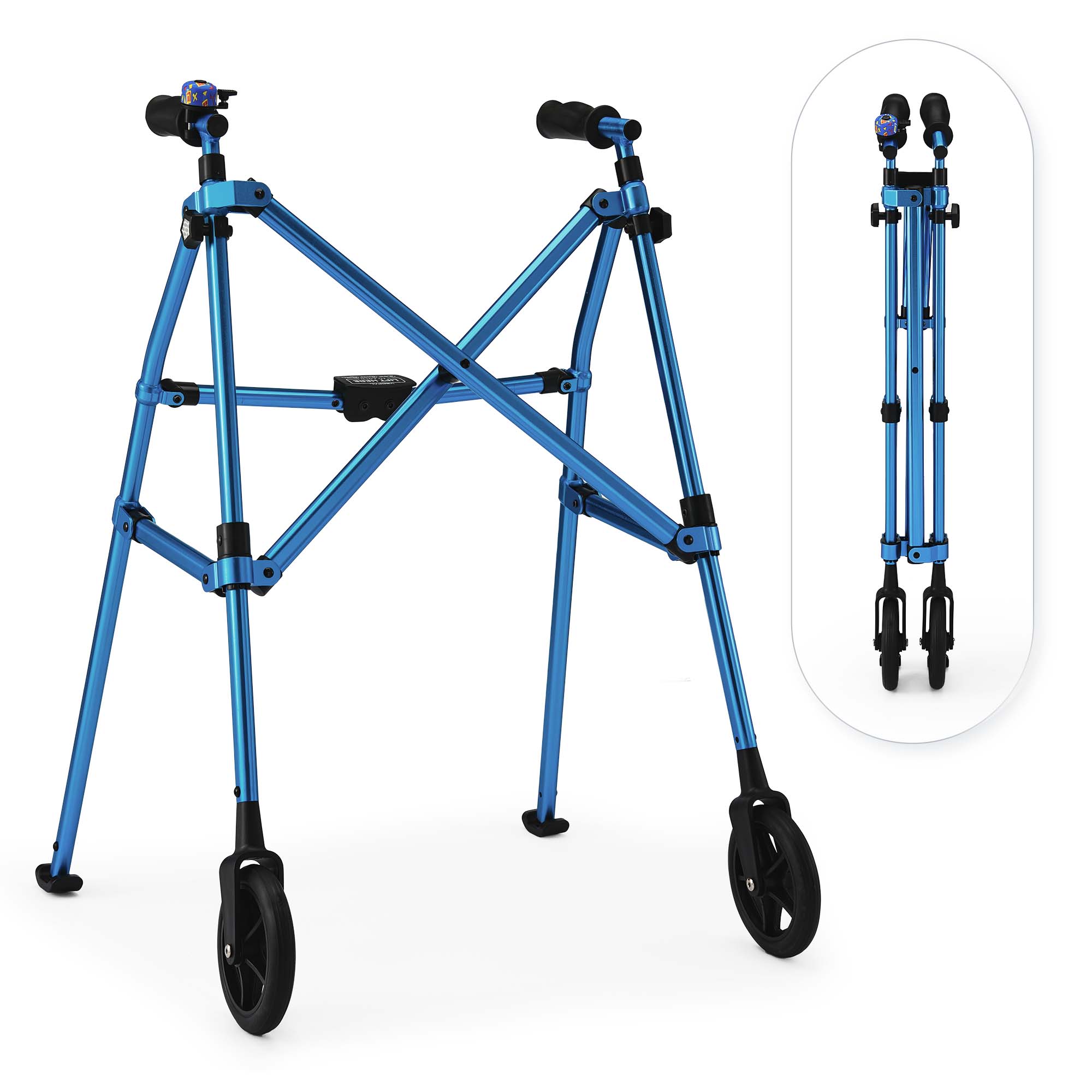 Verpal Lightweight Folding Walker for Seniors with 8 in Wheels, Steel, 330 lb Weight Capacity