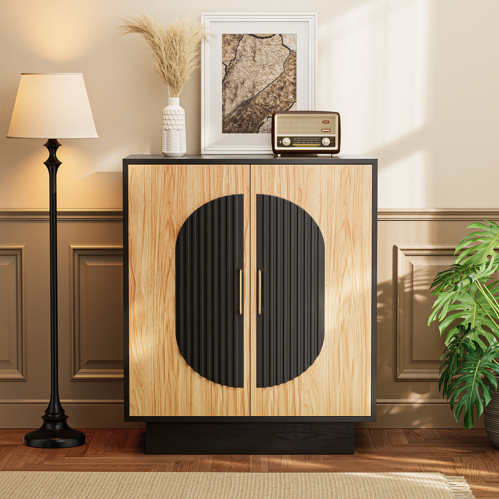Modular Fluted Buffet Cabinet with Storage, 29" Small Accent Sideboard Console Table for Living Room Dining Room Kitchen