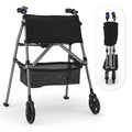 Verpal Lightweight Folding Walker for Seniors with 8 in Wheels, Steel, 330 lb Weight Capacity