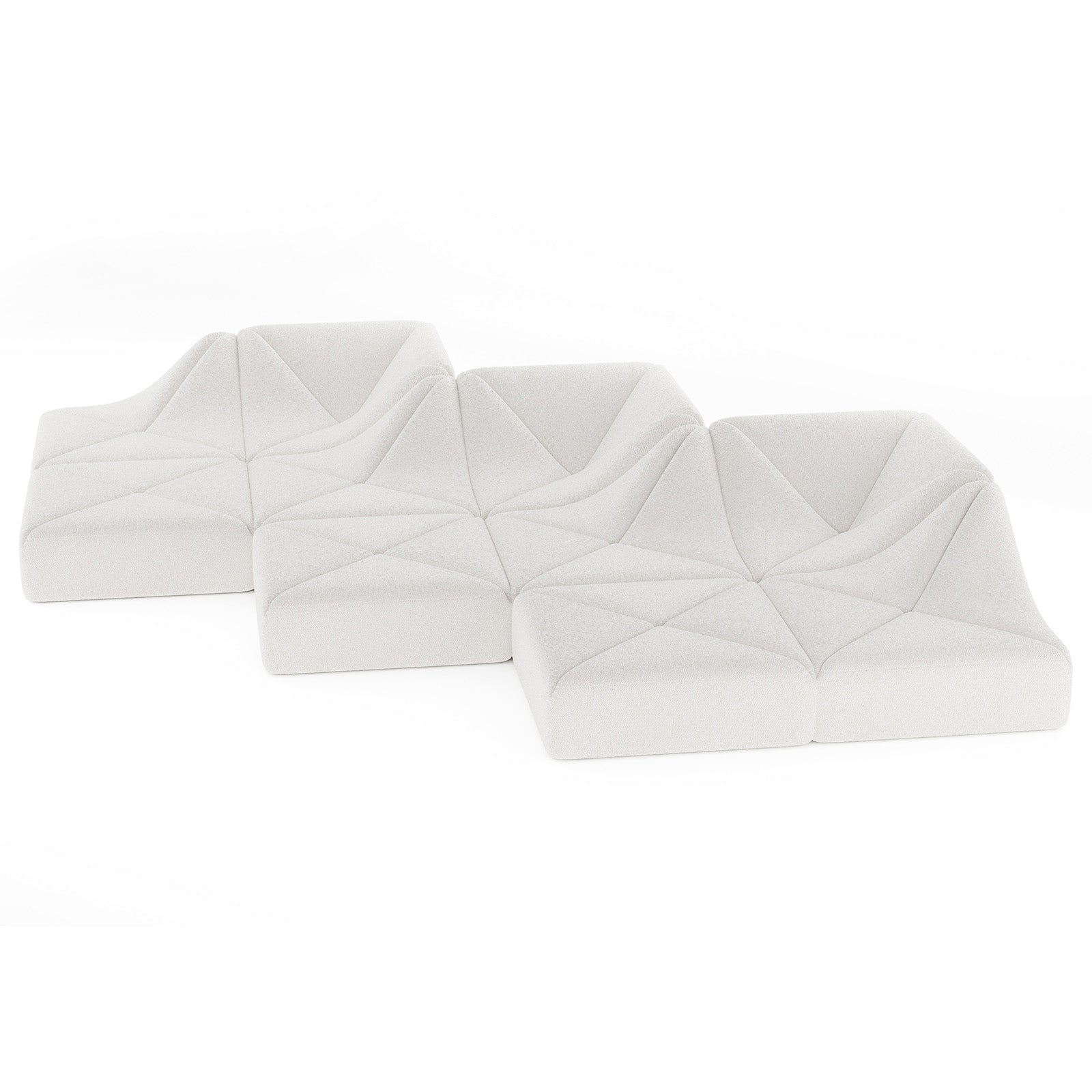 Cottinch Sculptural Modular Sectional Sofa, Triangle Tufted Low Profile Floor Couch for Living Room