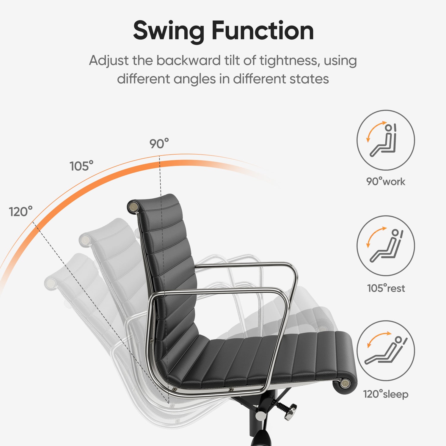 Cottinch Ribbed Genuine Leather Office Chair, Adjustable Ergonomic Computer Chair for Home Office Use