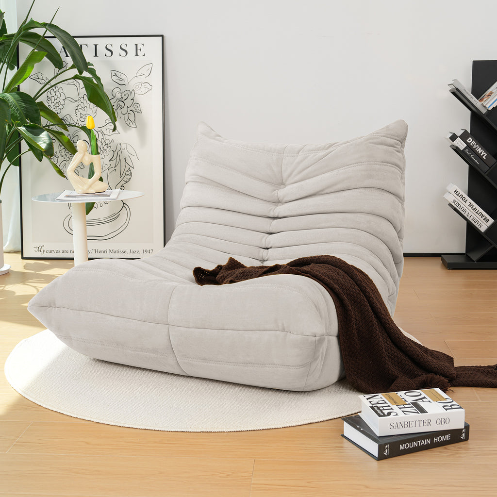 Raffle Pinker Togo Bean Bag Sofa Chair for Adults, Compressed Beanbag Chair Fireside Togo Chair with Memory Foam, Comfy & Soft Suede Floor Lounge Sofa for Living Room Bedroom