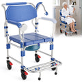 VERPAL Upgraded Rolling Shower Chair with Wheels & Shower head Clip, Bedside Commode, Portable Toilet for Elderly Adults, 330lbs Capacity