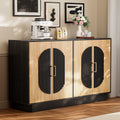 Fluted Buffet Cabinet with Storage, Large Accent Sideboard with Arch Doors & Adjustable Shelves 58" Modern Fluted Credenza Media Console Table for Living Room Kitchen Dining Room