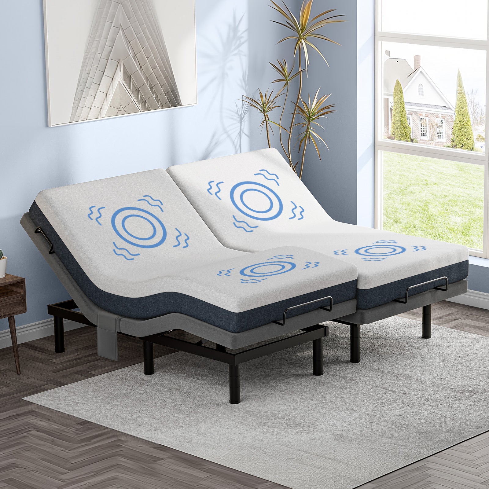 Cottinch Adjustable Bed Base Frame Split King for Stress