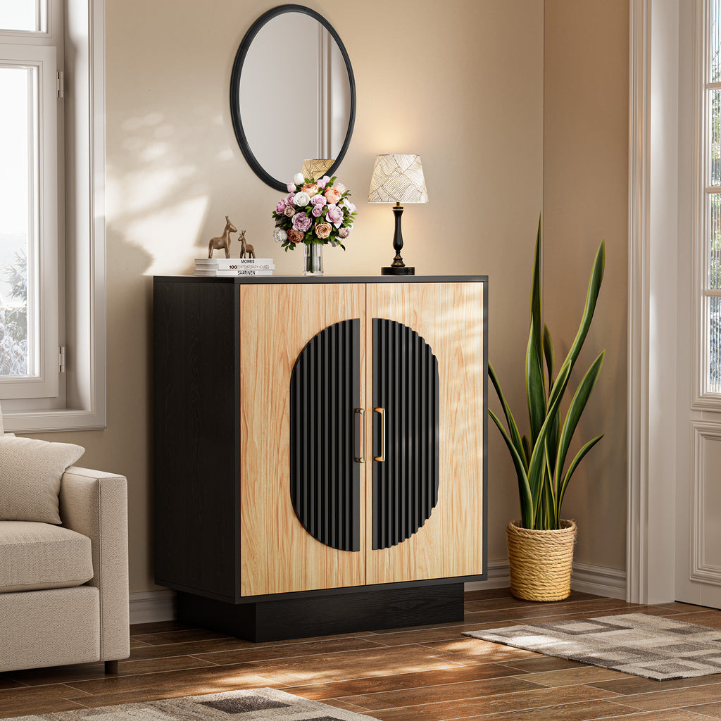 Modular Fluted Buffet Cabinet with Storage, 29" Small Accent Sideboard Console Table for Living Room Dining Room Kitchen