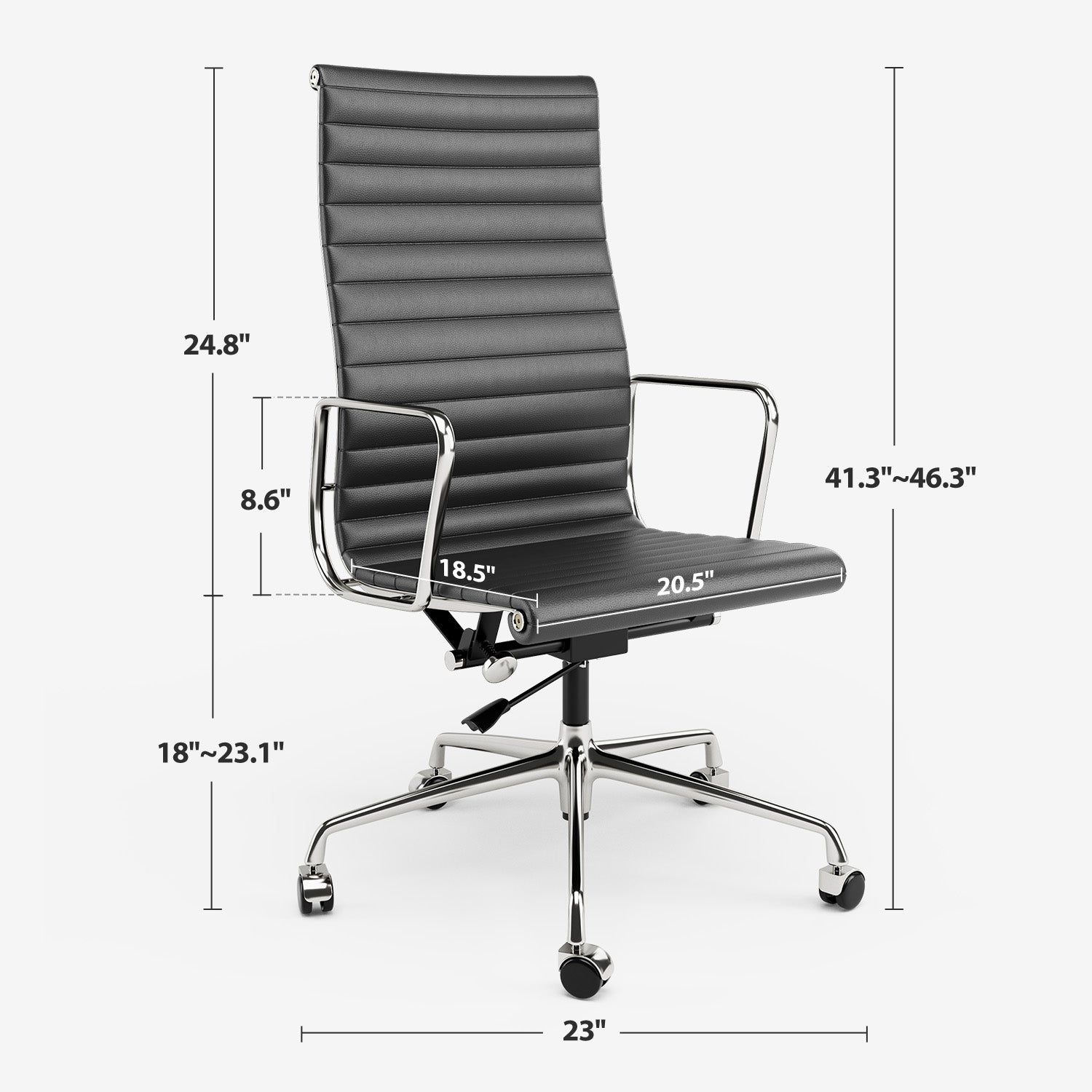 Cottinch Ribbed Genuine Leather Office Chair, Adjustable Ergonomic Computer Chair for Home Office Use