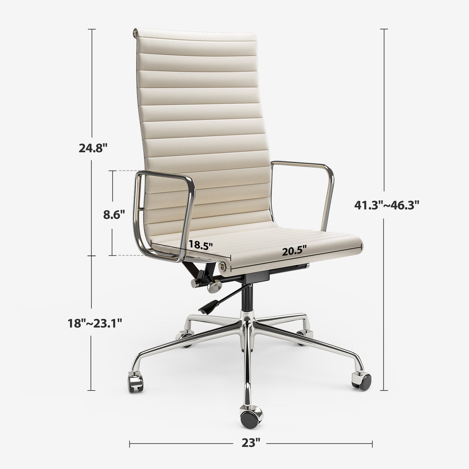 Cottinch Ribbed Genuine Leather Office Chair, Adjustable Ergonomic Computer Chair for Home Office Use