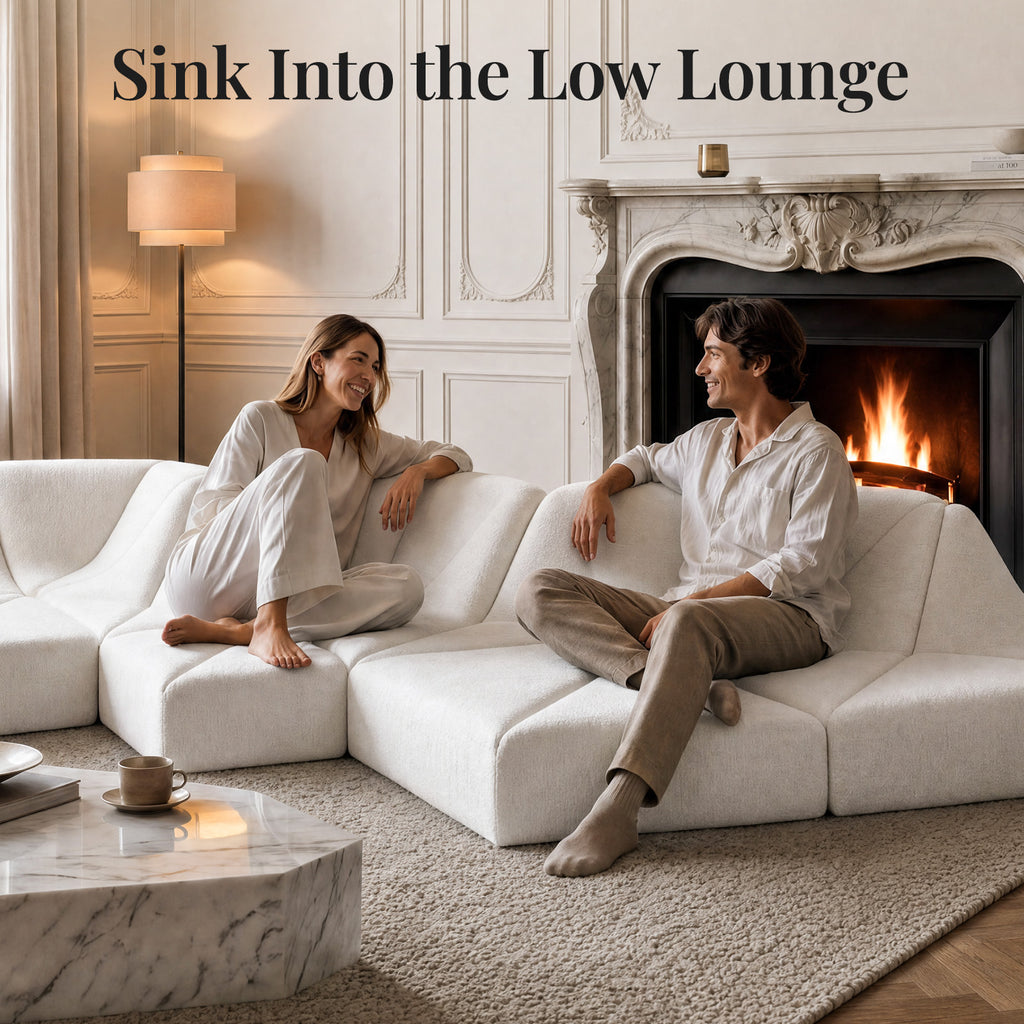 Cottinch Sculptural Modular Sectional Sofa, Triangle Tufted Low Profile Floor Couch for Living Room