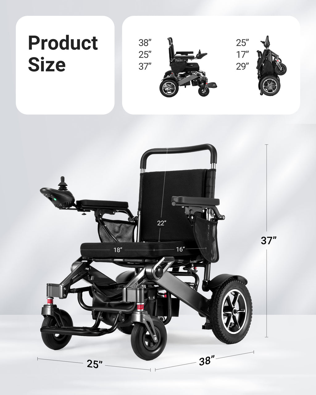 Wefree 20 Miles Electric Wheelchair for Adults Seniors,Foldable Motorized Wheelchair ,300lbs Limit