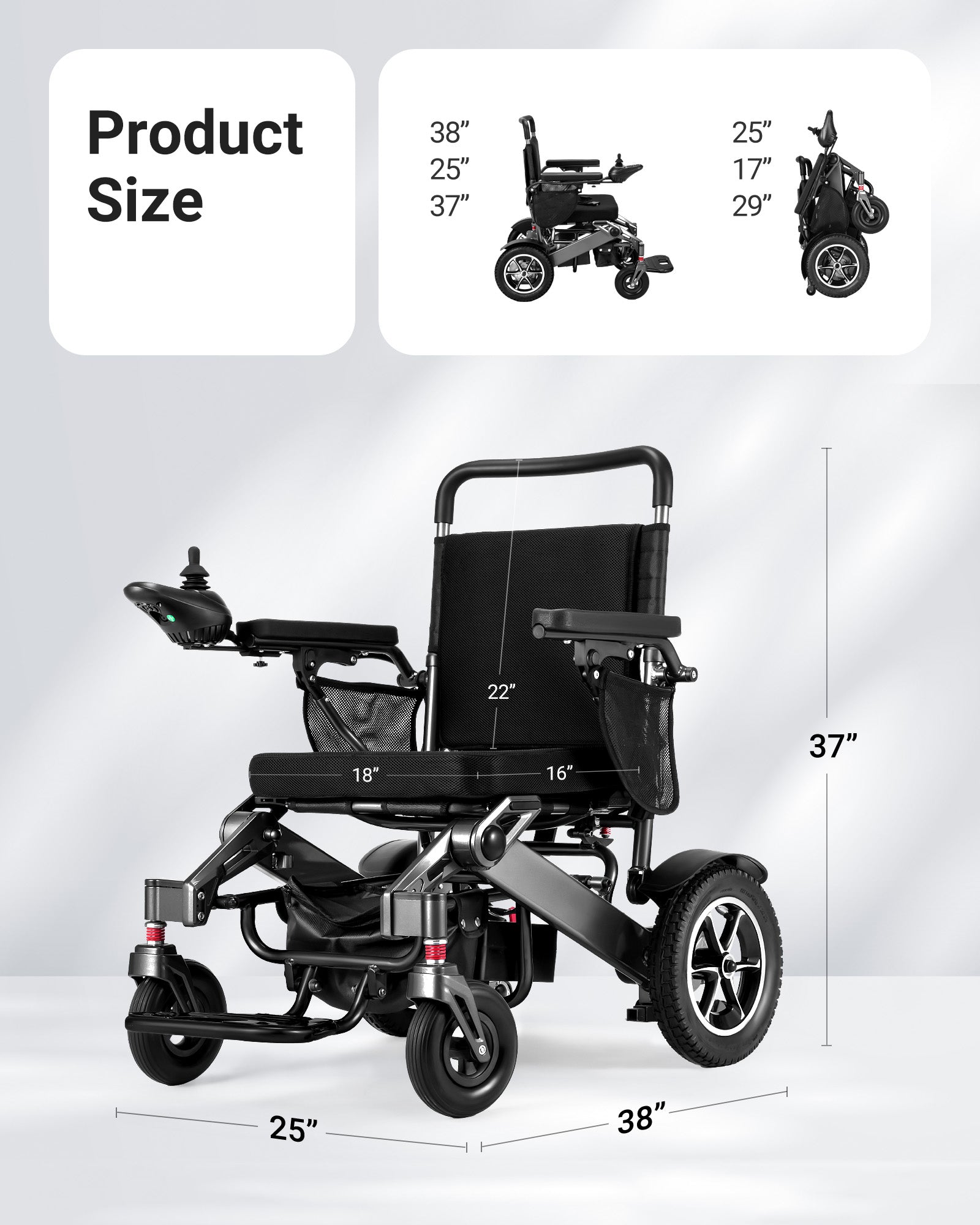 Wefree 20 Miles Electric Wheelchair for Adults Seniors,Foldable Motorized Wheelchair ,300lbs Limit