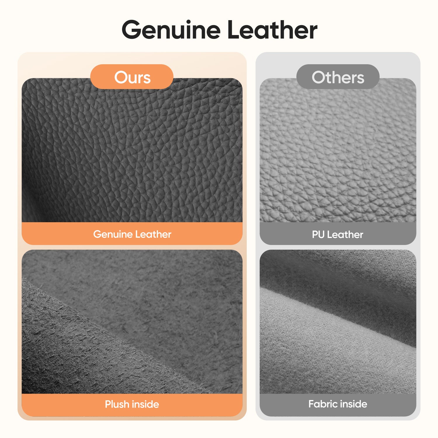 Cottinch Ribbed Genuine Leather Office Chair, Adjustable Ergonomic Computer Chair for Home Office Use