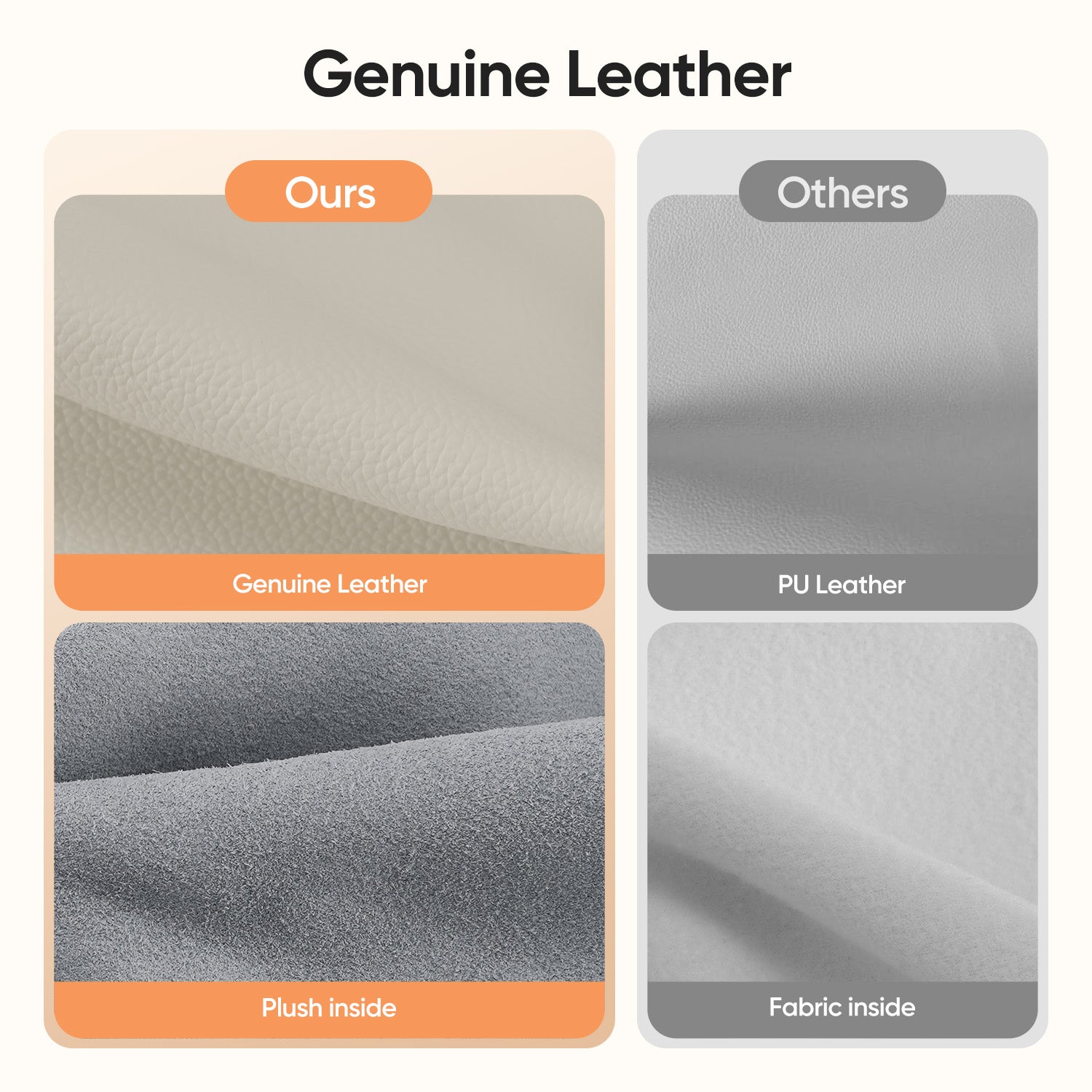 Cottinch Ribbed Genuine Leather Office Chair, Adjustable Ergonomic Computer Chair for Home Office Use