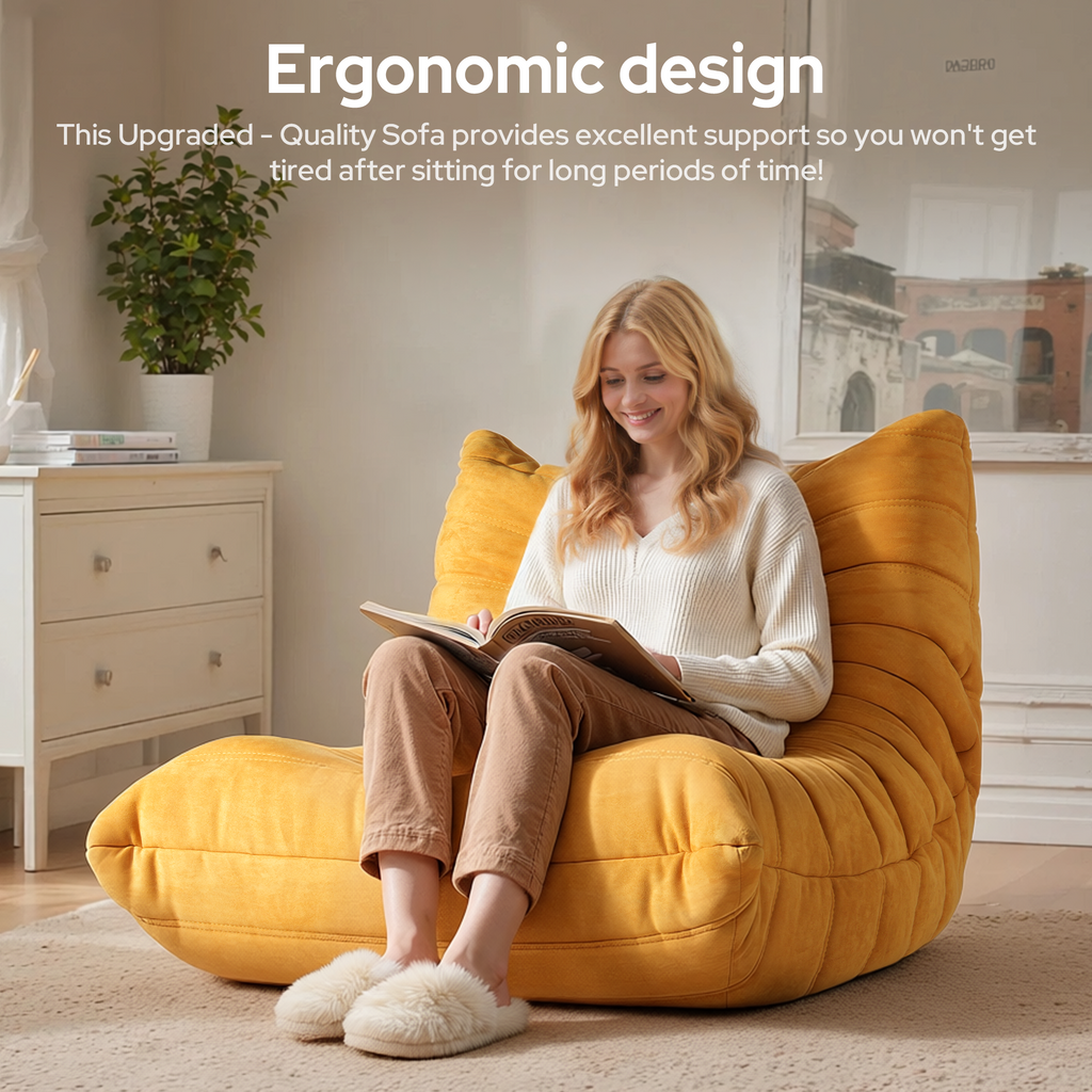 Raffle Pinker Togo Bean Bag Sofa Chair for Adults, Compressed Beanbag Chair Fireside Togo Chair with Memory Foam, Comfy & Soft Suede Floor Lounge Sofa for Living Room Bedroom