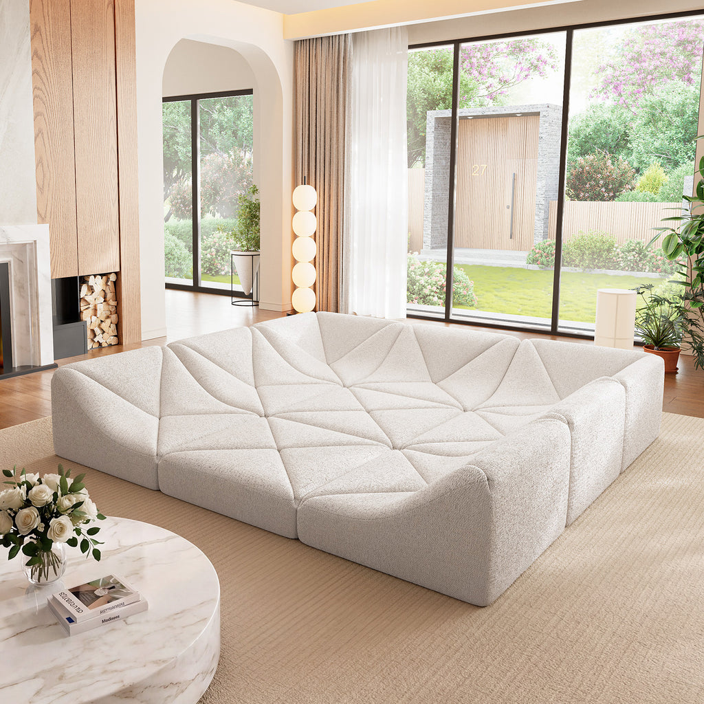 Cottinch Sculptural Modular Sectional Sofa, Triangle Tufted Low Profile Floor Couch for Living Room