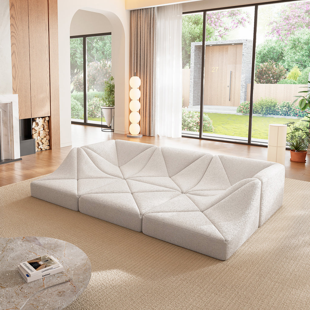 Cottinch Sculptural Modular Sectional Sofa, Triangle Tufted Low Profile Floor Couch for Living Room
