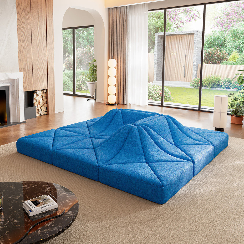 Cottinch Sculptural Modular Sectional Sofa, Triangle Tufted Low Profile Floor Couch for Living Room