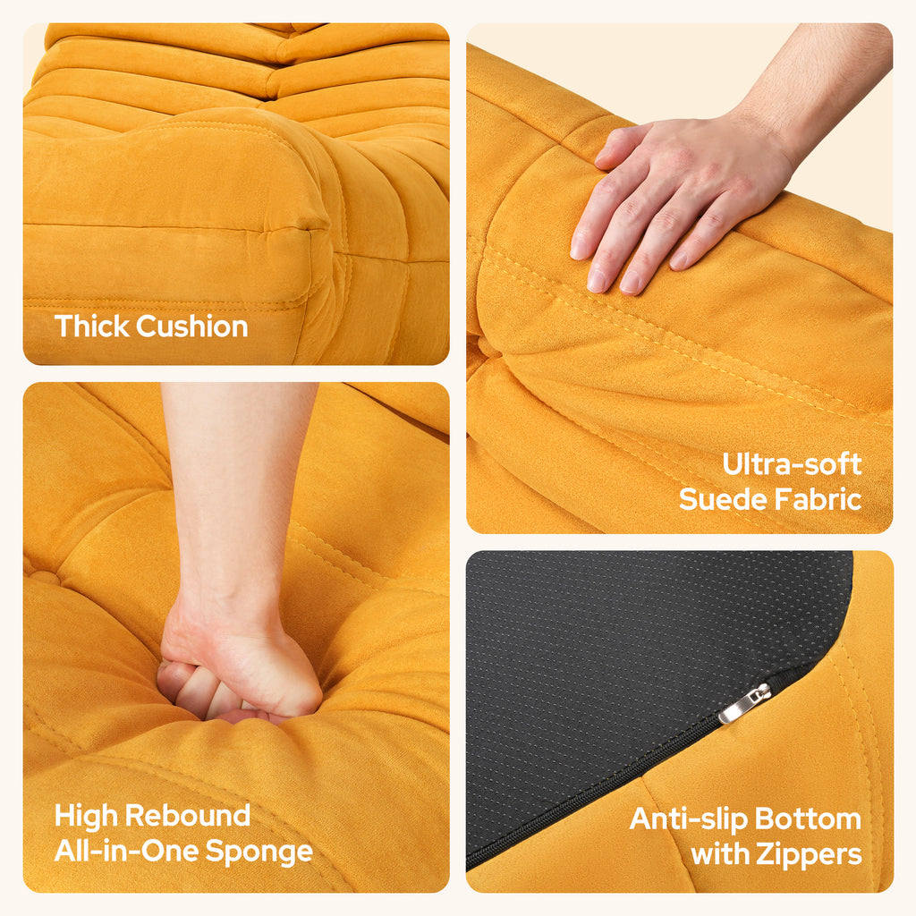 Raffle Pinker Togo Bean Bag Sofa Chair for Adults, Compressed Beanbag Chair Fireside Togo Chair with Memory Foam, Comfy & Soft Suede Floor Lounge Sofa for Living Room Bedroom