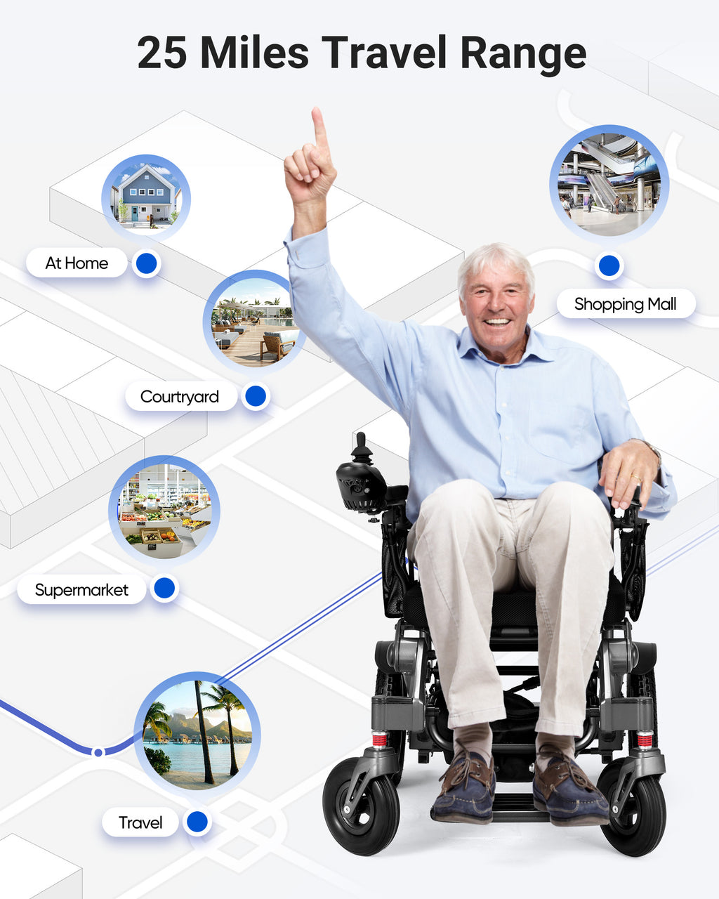Wefree 20 Miles Electric Wheelchair for Adults Seniors,Foldable Motorized Wheelchair ,300lbs Limit