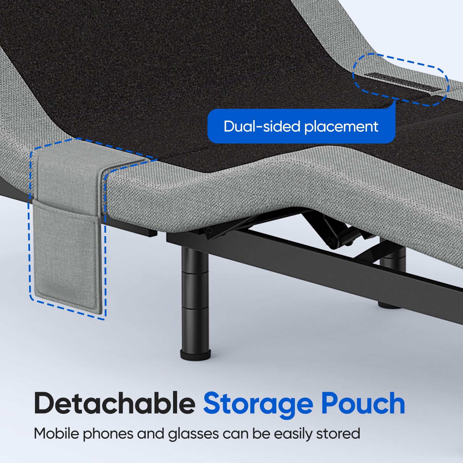 Cottinch Adjustable Bed Base Frame Split King for Stress Management with Massage, Remote Control,Adjustable Legs