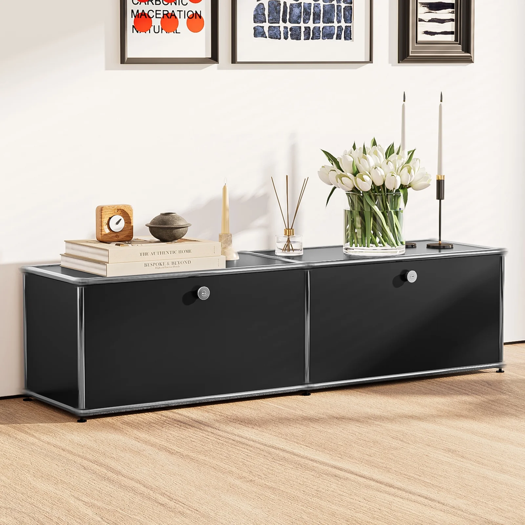 Cottinch Floorstanding Accent Cabinet,Metal Storage Cabinets with 2 Doors for Living Room Bedroom