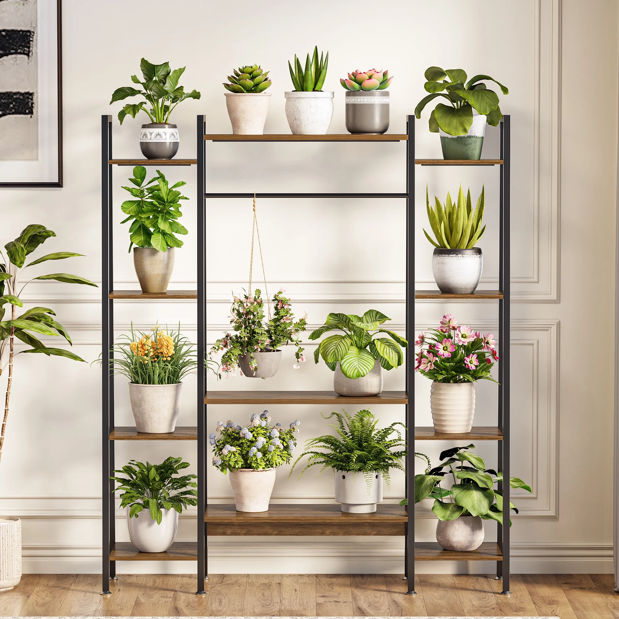 Cottinch 55" Tall Plant Stand,11-Tier Larger Plant Shelf Indoor Outdoor Plant Rack Support 180LB Holds 15 Pots