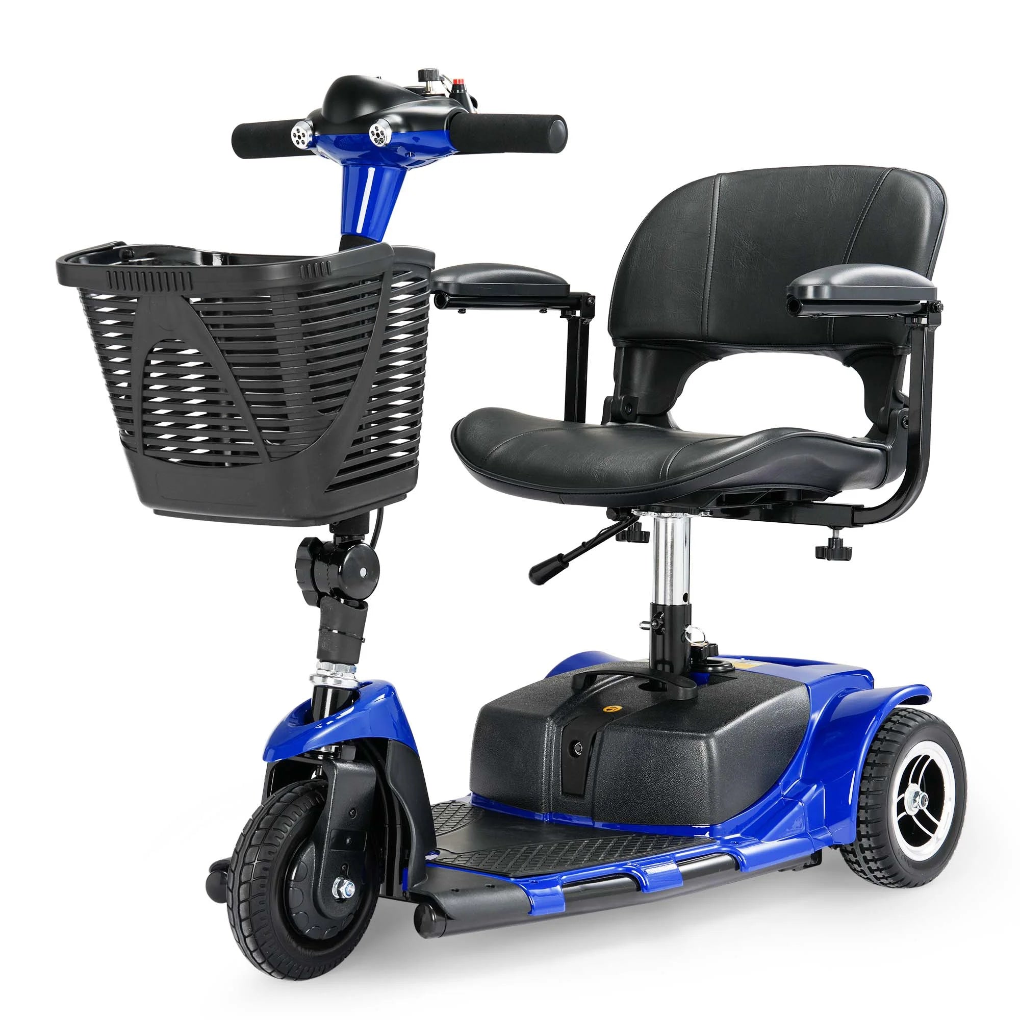 Morrean 3 Wheel Electric Powered Mobility Scooter, with Lighting Folding Travel Mobile Wheelchair for Seniors, Gift for Elderly, Blue