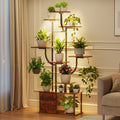eChamp Plant Stand with Grow Light 3 Color Modes & Storage Drawer, 59" Tall Indoor Plant Shelf 9-Tier Metal Plant Rack Flower Holder for Home, Patio, 10 Brightness Levels, Timer, Wide Base