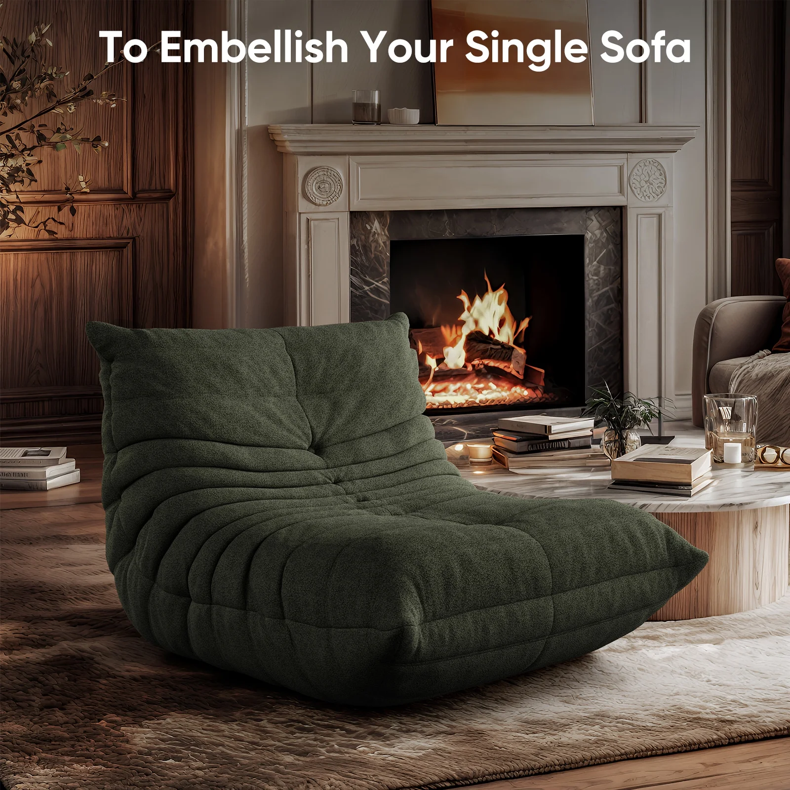 Raffle Pinker Giant Bean Bag Chair Lazy Floor Sofa, Memory Foam Fireside Sofa for Adults, for Living Room Bedroom Dorm Office