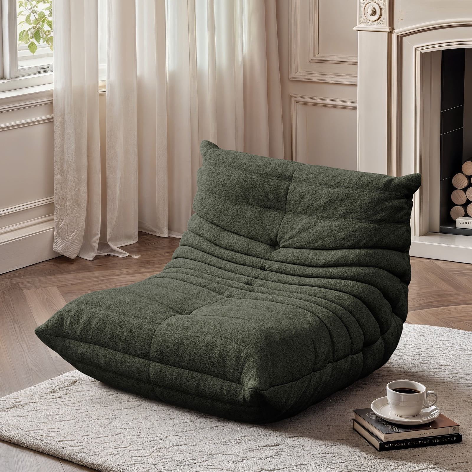 Raffle Pinker Giant Bean Bag Chair Lazy Floor Sofa, Memory Foam Fireside Sofa for Adults, for Living Room Bedroom Dorm Office