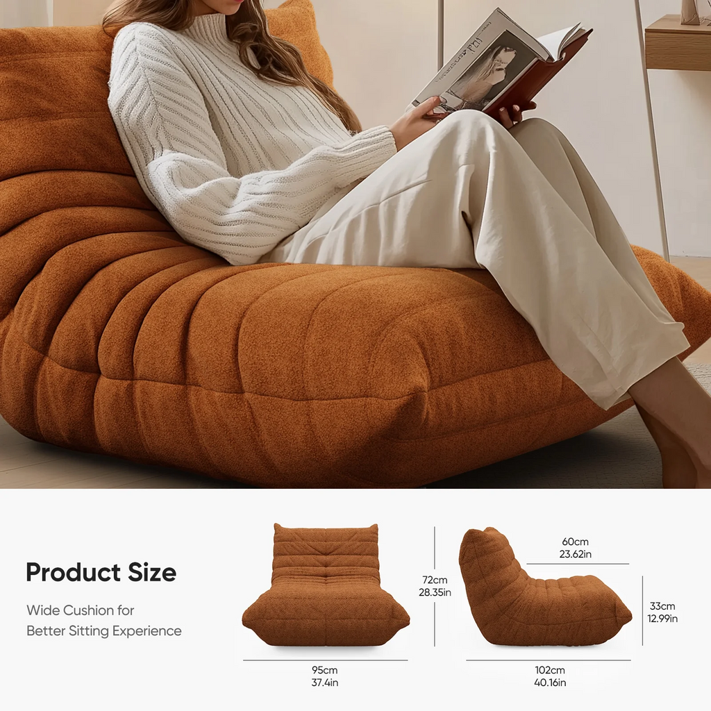 Raffle Pinker Giant Bean Bag Chair Lazy Floor Sofa, Memory Foam Fireside Sofa for Adults, for Living Room Bedroom Dorm Office