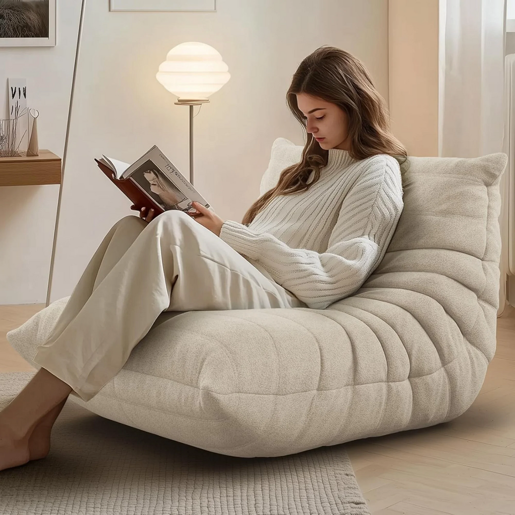 Raffle Pinker Giant Bean Bag Chair Lazy Floor Sofa, Memory Foam Fireside Sofa for Adults, for Living Room Bedroom Dorm Office