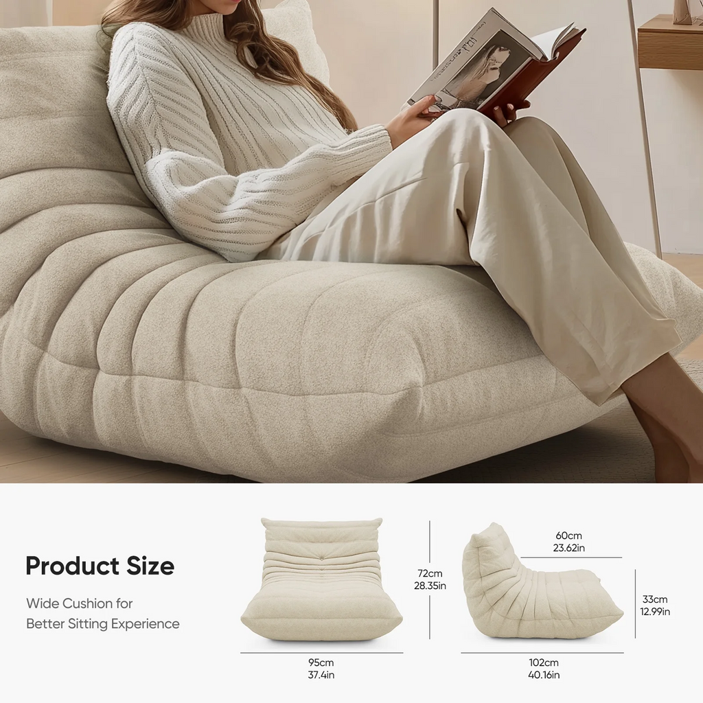 Raffle Pinker Giant Bean Bag Chair Lazy Floor Sofa, Memory Foam Fireside Sofa for Adults, for Living Room Bedroom Dorm Office