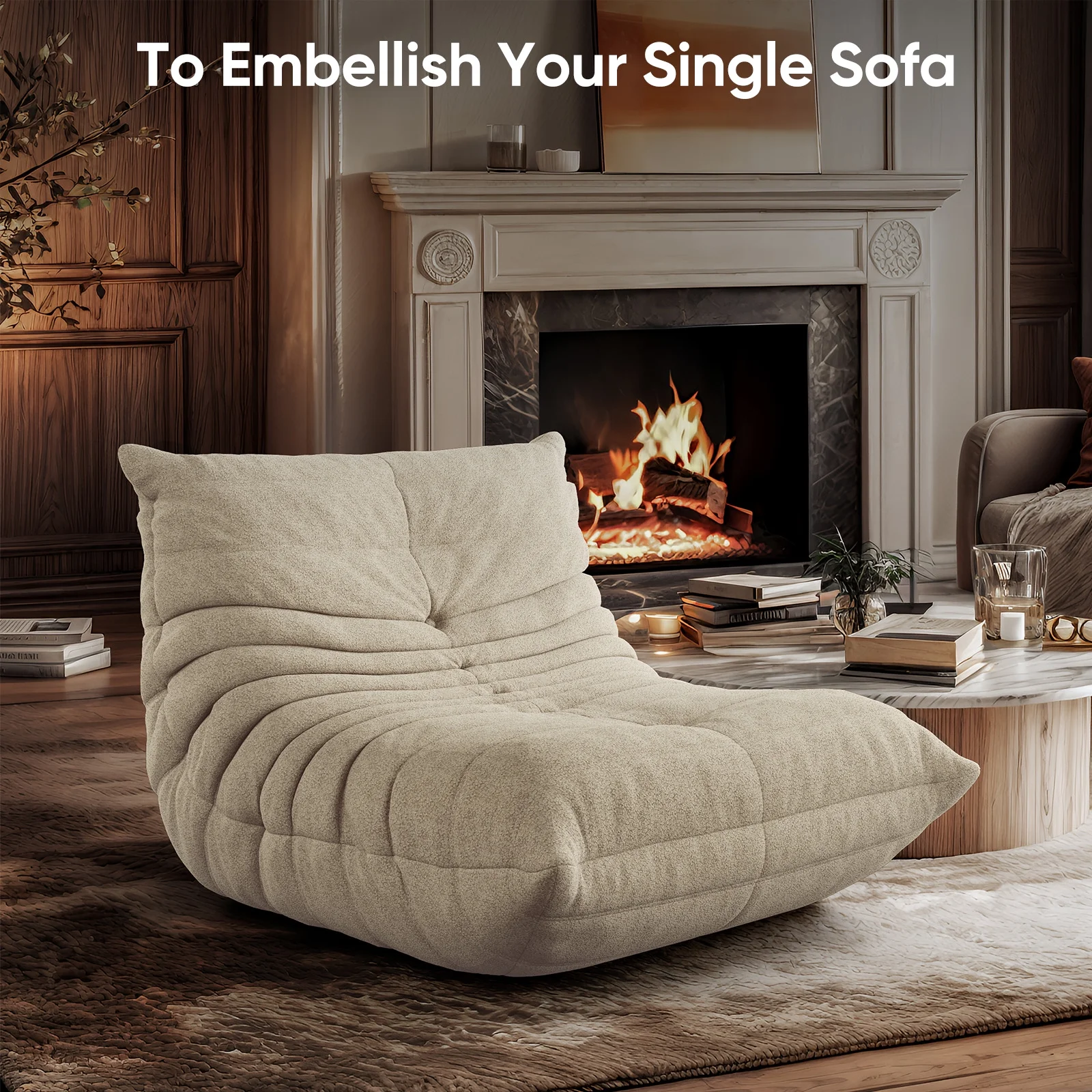 Raffle Pinker Giant Bean Bag Chair Lazy Floor Sofa, Memory Foam Fireside Sofa for Adults, for Living Room Bedroom Dorm Office