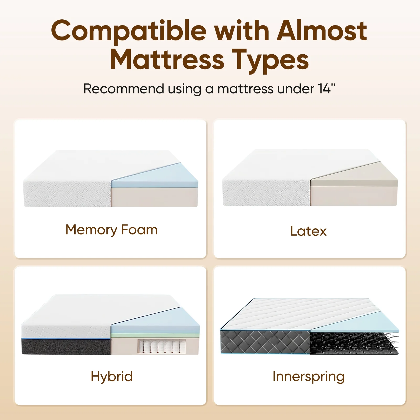 Cottinch Adjustable Bed Base Frame Twin Size for Stress Management with Massage, Remote Control,Adjustable Legs