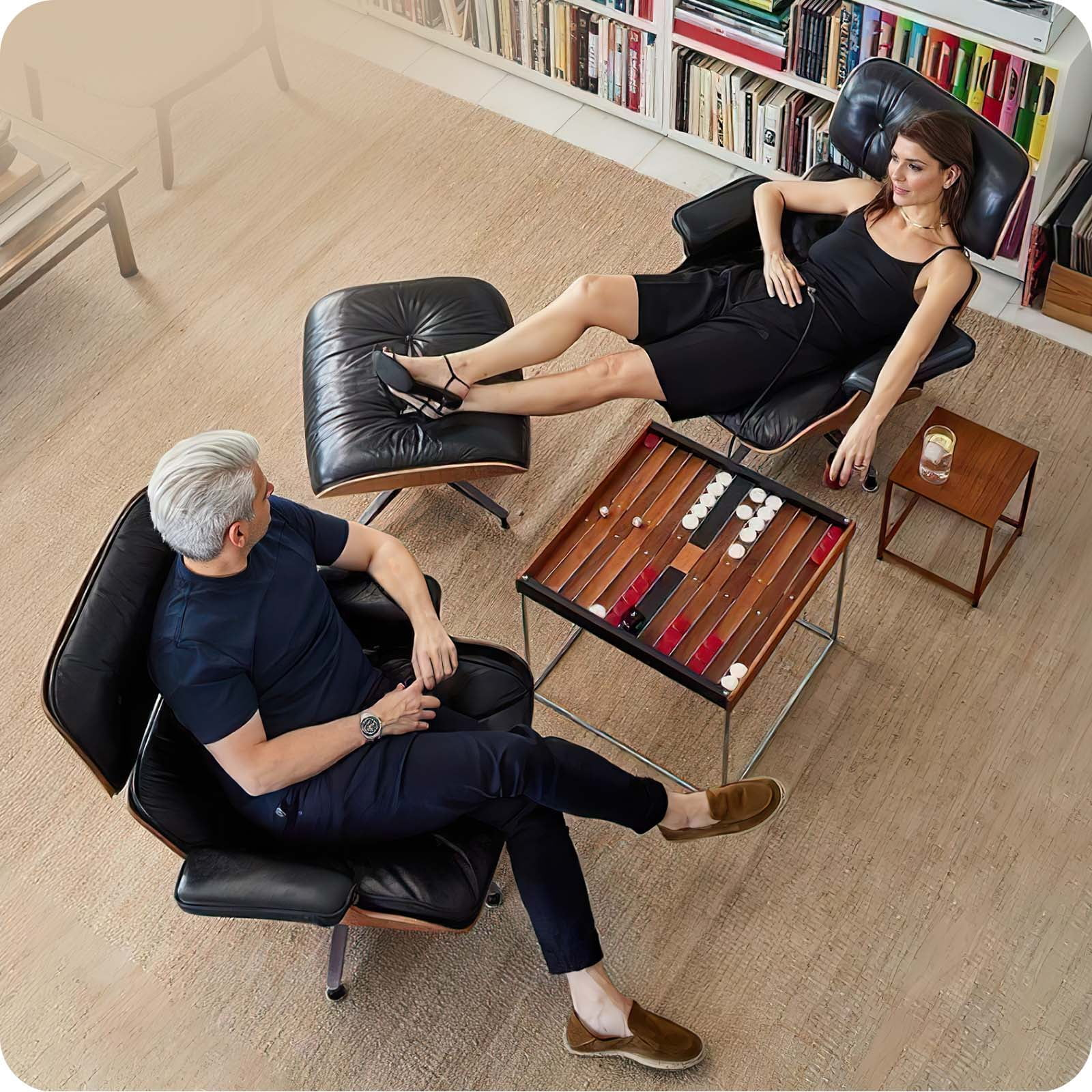 eChamp Swivel Accent Chair with Ottomans,Leather Chaise Lounge Chair and Ottoman,Single Sofa Armchair for Living Room Bedroom