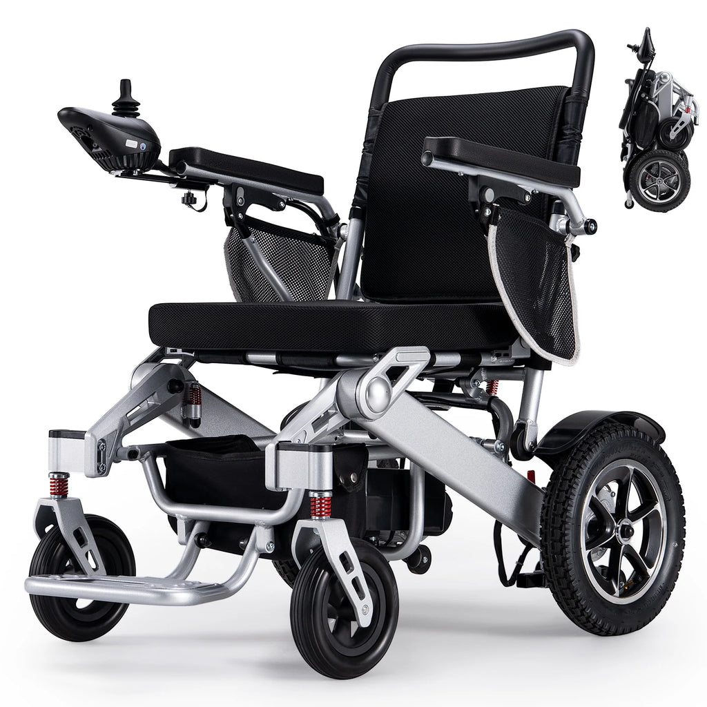 Morrean Electric Wheelchair Power Foldable Motorized Wheelchairs Mobility Scooter for Adults Senior,300 lbs,Black Silver