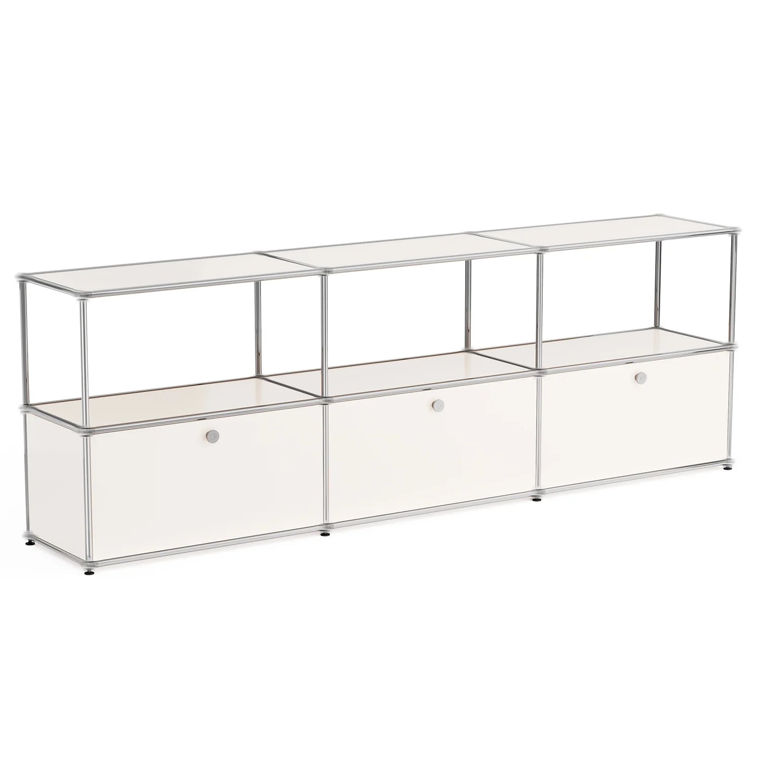 Raffle Pinker Metal Storage Cabinets with 3 Doors and Shelves Tall Steel Lockers Accent Storage Organizer for Living Room,White