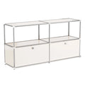 Raffle Pinker Freestanding Storage Cabinets 2-Layer Metal Cabinets with 2 Doors and Shelves for Garage,Living Room,White