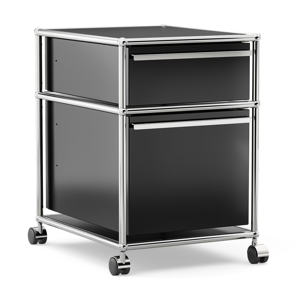 Cottinch 2-Tier Accent Cabinet,Metal Storage Cabinets with 3 Doors,Open Shelf,Freestanding Organizer for Living Room