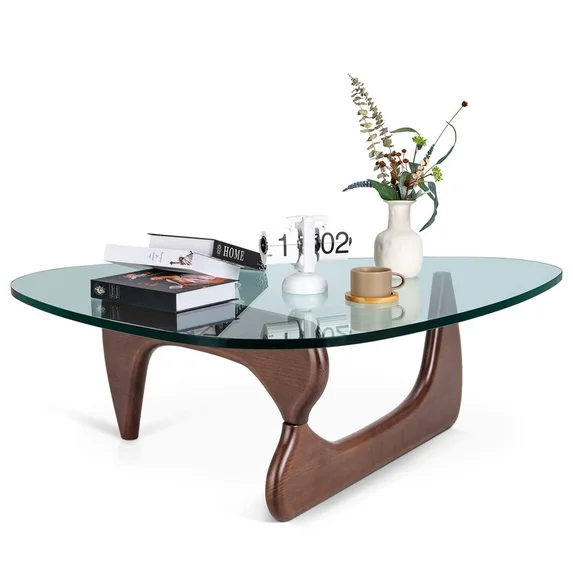 Cottinch Glass Coffee Table, Vintage Glass End Table for Living Room, Patio, Study