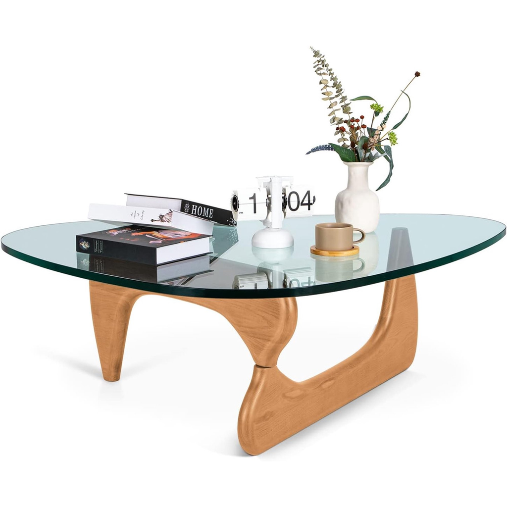 Cottinch Glass Coffee Table, Vintage Glass End Table for Living Room, Patio, Study