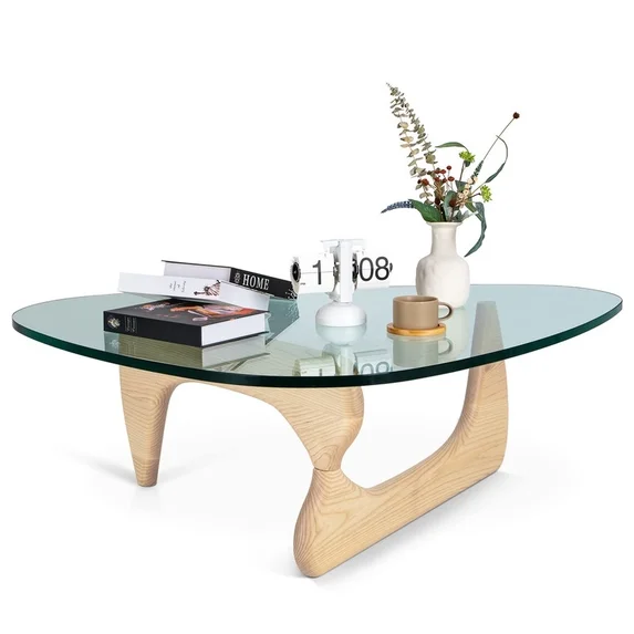 Cottinch Glass Coffee Table, Vintage Glass End Table for Living Room, Patio, Study