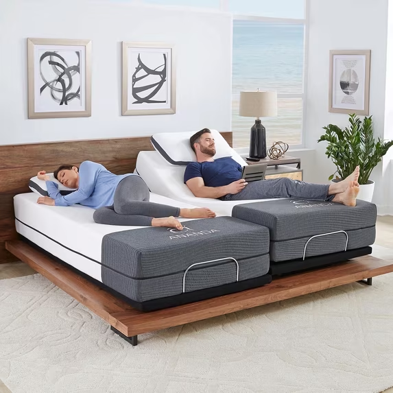 Morrean Twin Adjustable Bed Base Frame for Stress Management with Massage, Adjustable Legs, Remote Control
