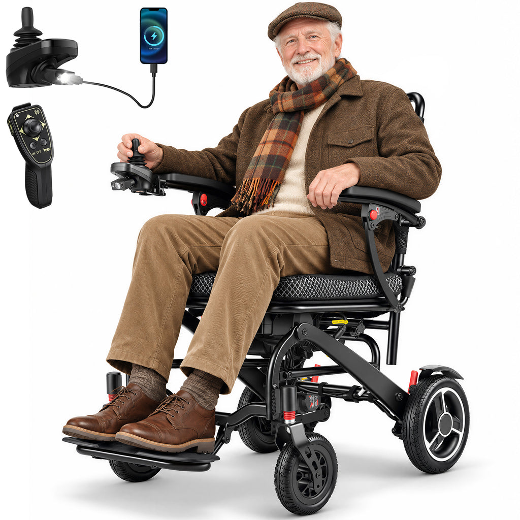 VERPAL Lightweight Foldable Electric Wheelchair for Adults Seniors,Upgrade T700 Carbon Fiber Motorized Power Wheelchair,330lbs
