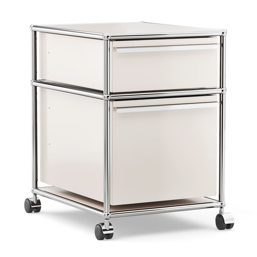 Cottinch 2-Tier Accent Cabinet,Metal Storage Cabinets with 3 Doors,Open Shelf,Freestanding Organizer for Living Room